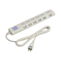 ダストシャッター付エコタップ 2ピン6個口 2m TA5162WH