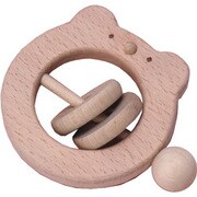 木のラトル＆おしゃぶりセット くまセット