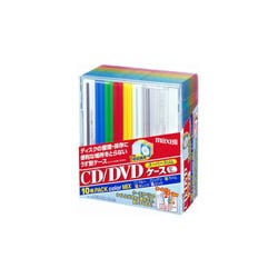 ネームバー付きCD/DVDスーパースリムケース 1枚収納 10個パック カラーミックス PCS5M.MIX10P+NB