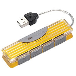 USB2.0バスパワー専用HUB 4ポート イエロー HBH4CYE