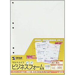 マルチタイプビジネスフォーム A4サイズ3分割 6穴 BF-T3