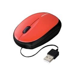 USB接続 モバイルマウス(ケーブル巻き取り式) 光学式 レッド EAM-UMMB2R