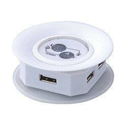 4ポート USB2.0ハブ 吸盤型 ホワイト UH-2134W