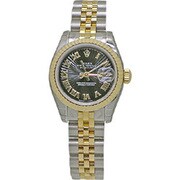 OYSTER PERPETUAL DATEJUST(オイスター パーペチュアル デイトジャスト)ブラックサンビームローマ 自動巻き レディース 並行輸入品 179173