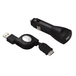 USB携帯電話充電ケーブル(シガーソケット用アダプタ付) DoCoMoFOMA・vodafone3G対応 MPA-BC3GCAR/BK