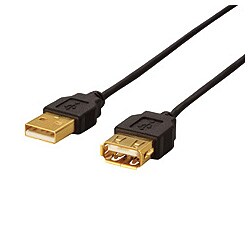USB延長ケーブル USB2.0対応 極細/ミニコネクタタイプ ブラック 2m AUSE20BK