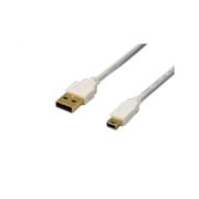 ミニUSBケーブル USB2.0対応 mini-B 極細/ミニコネクタタイプ 1.5m ホワイト AUSM15WH