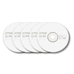 パソコンデータ用Blu-rayディスク 25GB 2倍速 書き換え型 5枚 BD-RE25X5