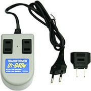 UT-040W [海外旅行用変圧器 ダウントランス（110-130V/220-240V→100V・定格容量100/40W） 2個口コンセントタイプ]