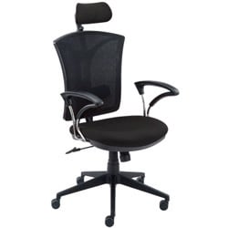 ヘッドレスト付きメッシュOAチェアー ブラック MSKC5BK