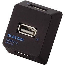 U2H-TAP2303BBK ［USB2.0ハブ バスパワー専用 三角タップタイプ 3ポート ブラック］