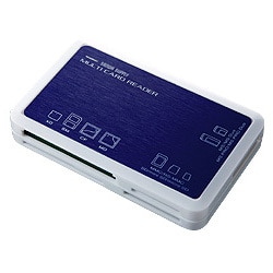 21メディア対応 USBカードリーダー/ライター ブルー ADR-DMLT16BL