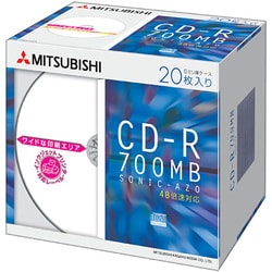 データ用CD-R 700MB 48倍速 インクジェット対応ワイド 5mm厚スリムケース 20パック SR80SP20