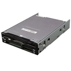 34ピン/USB2.0接続 3.5インチベイ内蔵用FD+18 in 1カードリーダー ブラック YD-8V08-BK