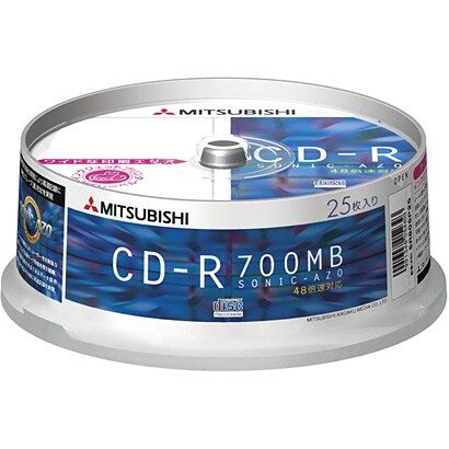 データ用CD-R 700MB 48倍速 インクジェット対応 ワイド スピンドルケース 25枚 SR80SP25