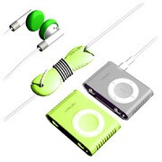 SUMLS2GSK-GR (クリア＆グリーン) [iPod shuffle(aluminum)専用 シリコンケース 2個+アクセサリーセット]