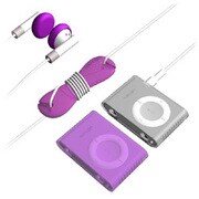 SUMLS2GSK-PL (クリア＆パープル) [iPod shuffle(aluminum)専用 シリコンケース 2個+アクセサリーセット]