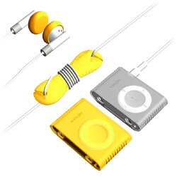 SUMLS2GSK-YE (クリア＆イエロー) [iPod shuffle(aluminum)専用 シリコンケース 2個+アクセサリーセット]