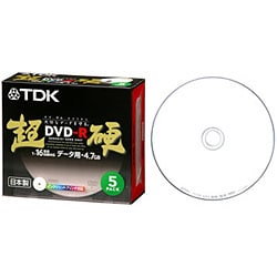 超硬DVD-Rホワイト・ディスク インクジェットプリンタ対応 ワイドプリント 16倍速記録対応 10mmケース5枚パック DR47HCPW5T