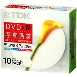 写真画質DVD-Rホワイト・ディスク インクジェットプリンタ対応 ワイドプリント 16倍速記録対応 5mmスリムタイプケース10枚パック DR47PQ10T