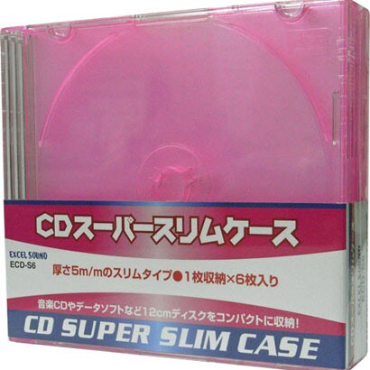 CDスーパースリムケース 1枚収納×6枚入り レッド ECD-S6 RD