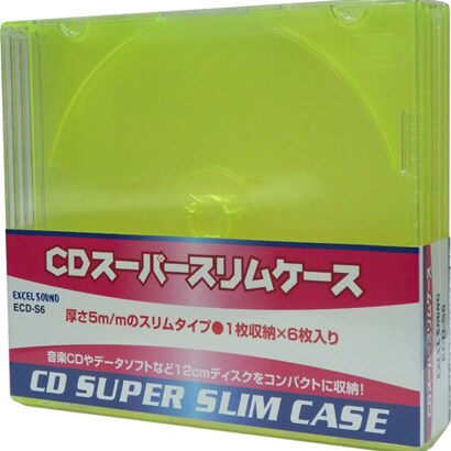 CDスーパースリムケース 1枚収納×6枚入り イエロー ECD-S6 YE