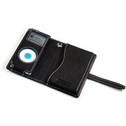 TUN-IP-300017 (ブラックレザ－/ホワイトスティッチ) [iPod nano（1st/2nd）用 キャリングケース] PRIE TUNEWALLET micro B/W