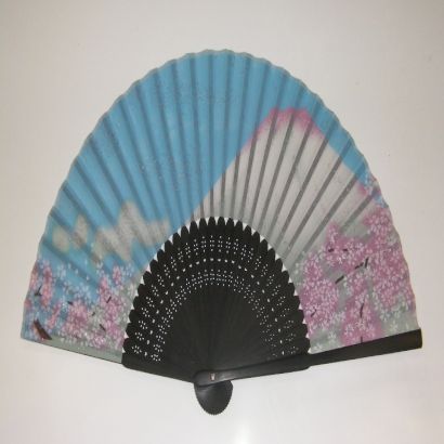 シルク扇子 桜富士
