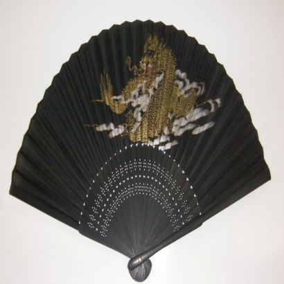 シルク扇子 龍