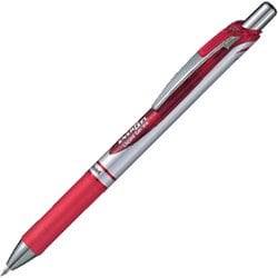 ゲルインキボールペン ENERGEL（エナージェル） 0.7mm ノック式 インク色：赤 本体色：シルバー 砲弾チップ 速乾 BL77-B