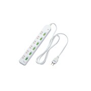 安全タップ 節電 2P 6個口 ホワイト 2m TAP-N038-20