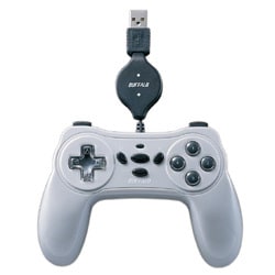 連射機能搭載 デジタル対応 巻取りケーブル採用 USBゲームパッド 10ボタン グレー BGCRUD1002GYA