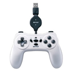 連射機能搭載 デジタル対応 巻取りケーブル採用 USBゲームパッド 10ボタン ホワイト BGCRUD1002WHA