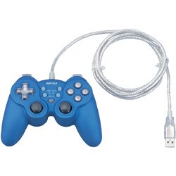 振動＆連射機能付 デジタル/アナログ 12ボタン USBゲームパッド ブルー BGCUCF1201BLA