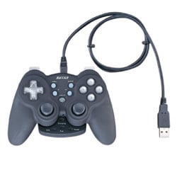 振動&連射機能付 デジタル&アナログ USB無線ゲームパッド 12ボタン ブラック BGCWUCF1201BK