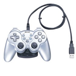 振動&連射機能付 デジタル&アナログ USB無線ゲームパッド 12ボタン シルバー BGCWUCF1201SV