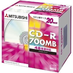 データ用CD-R 700MB 48倍速 インクジェット非対応 P-Cyanine 5mm厚ケース 20パック SR80FC20N