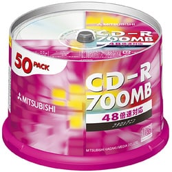 データ用CD-R 700MB 48倍速 インクジェット非対応 P-Cyanine スピンドルケース 50枚 SR80FC50N