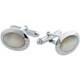 BT028-SS カフス Oval Dome Mother Of Pearl Cufflinks