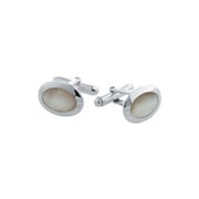 BT028-SS カフス Oval Dome Mother Of Pearl Cufflinks