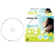 CD-R 700MB 48倍速対応 インクジェットプリンター対応 ホワイト ワイドエリアディスク 20枚 CD-R80PF20