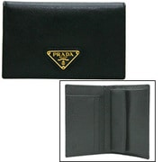 二つ折り財布カードケース 1M0504 SAFFIANO ORO/NERO