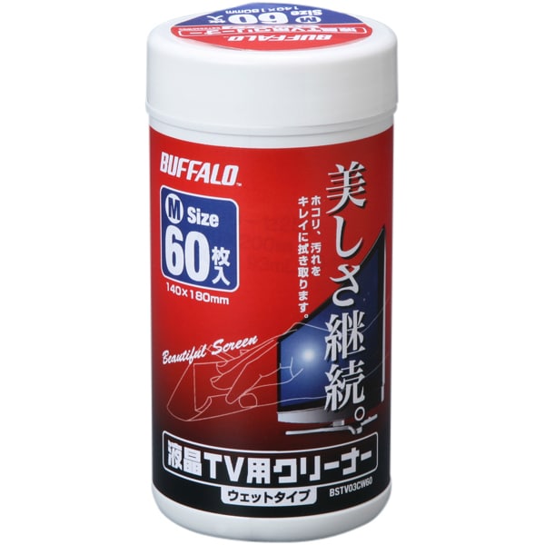 液晶TV用クリーナー ウェットボトル Mサイズ（140×180mm） 60枚入 BSTV03CW60