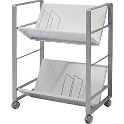 ファイルワゴン 2段収納・斜め棚板タイプ 幅550mm/奥行350mm WG-50