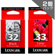 LEXMARKプリンター用インクカートリッジ ブラック(標準)&カラー(標準) 2個パック LEX32+33-J