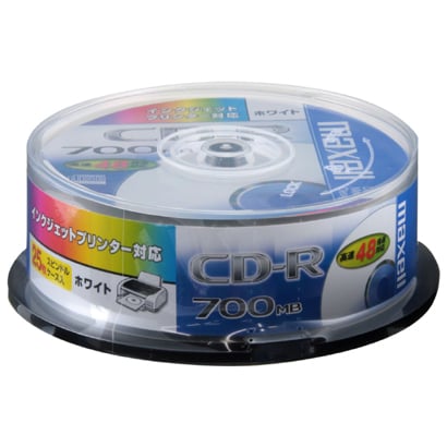 データ用CD-R 700MB 2-48倍速対応 インクジェットプリンター対応スピンドルケース 25枚 CDR700S,STPW25SP