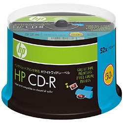 CD-R 700MB 52倍速対応 インクジェットプリンタ対応ホワイトレーベル 50枚入 CDR80HPWBX50S