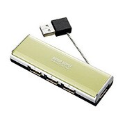 USB2.0ハブ 3+1ポートバスパワー対応 ケーブル収納タイプ イエロー USB-HUB236Y
