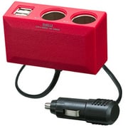CUMA01RD [（レッド） USB2ポート&2連ソケット マルチカーチャージャー]