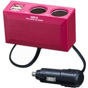 CUMA01PK （ピンク） [USB2ポート&2連ソケット マルチカーチャージャー]
